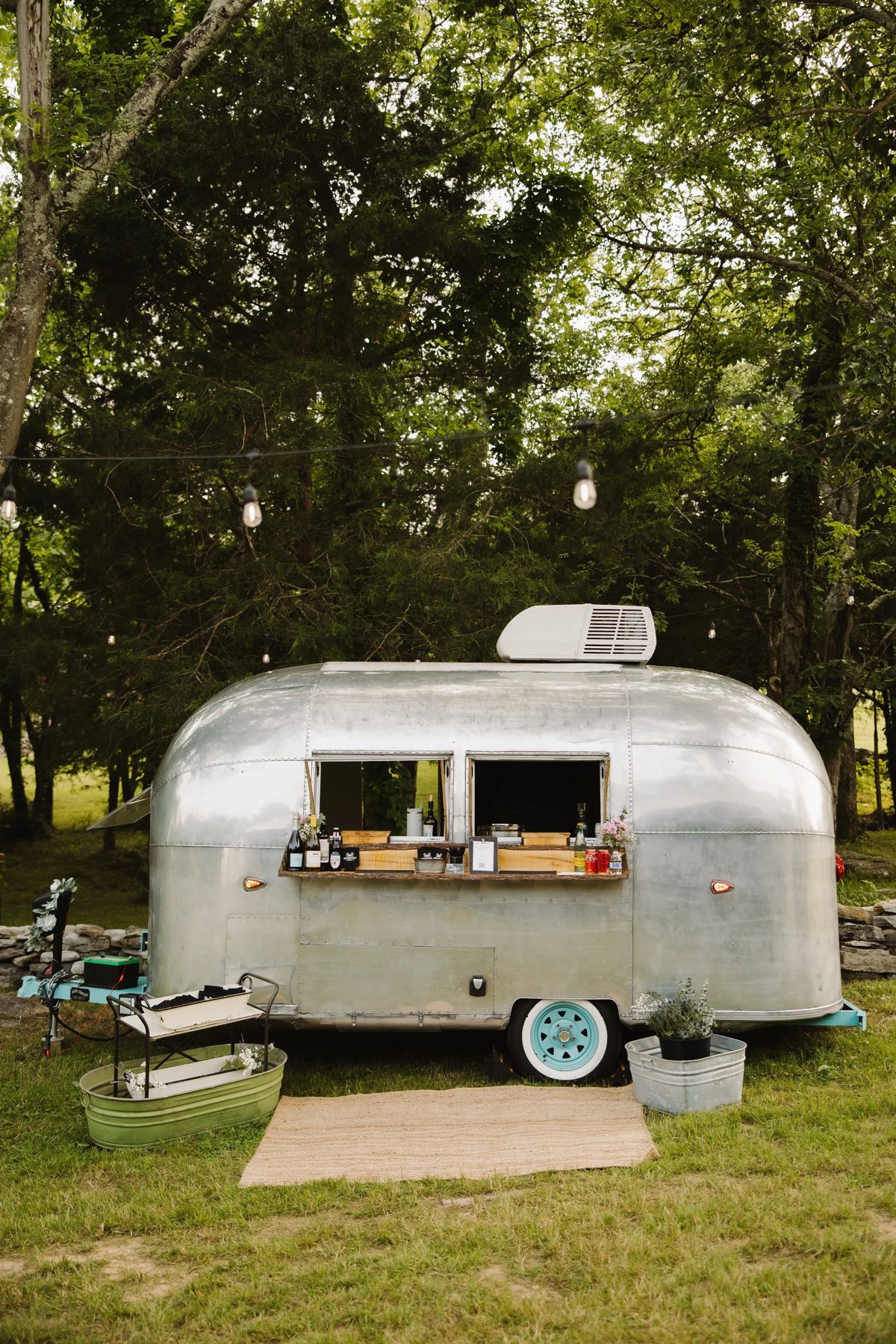 Airstream Bambi mobile bar open and ready to serve